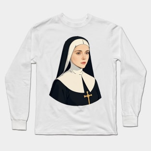 Illustration of a Modern Nun Long Sleeve T-Shirt